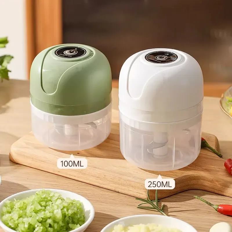 1pc Green/White Electric Kitchen Garlic Chopper Large Capacity MultiFunctional Mashed Garlic Minced Meat Chopped Ginger Grinder