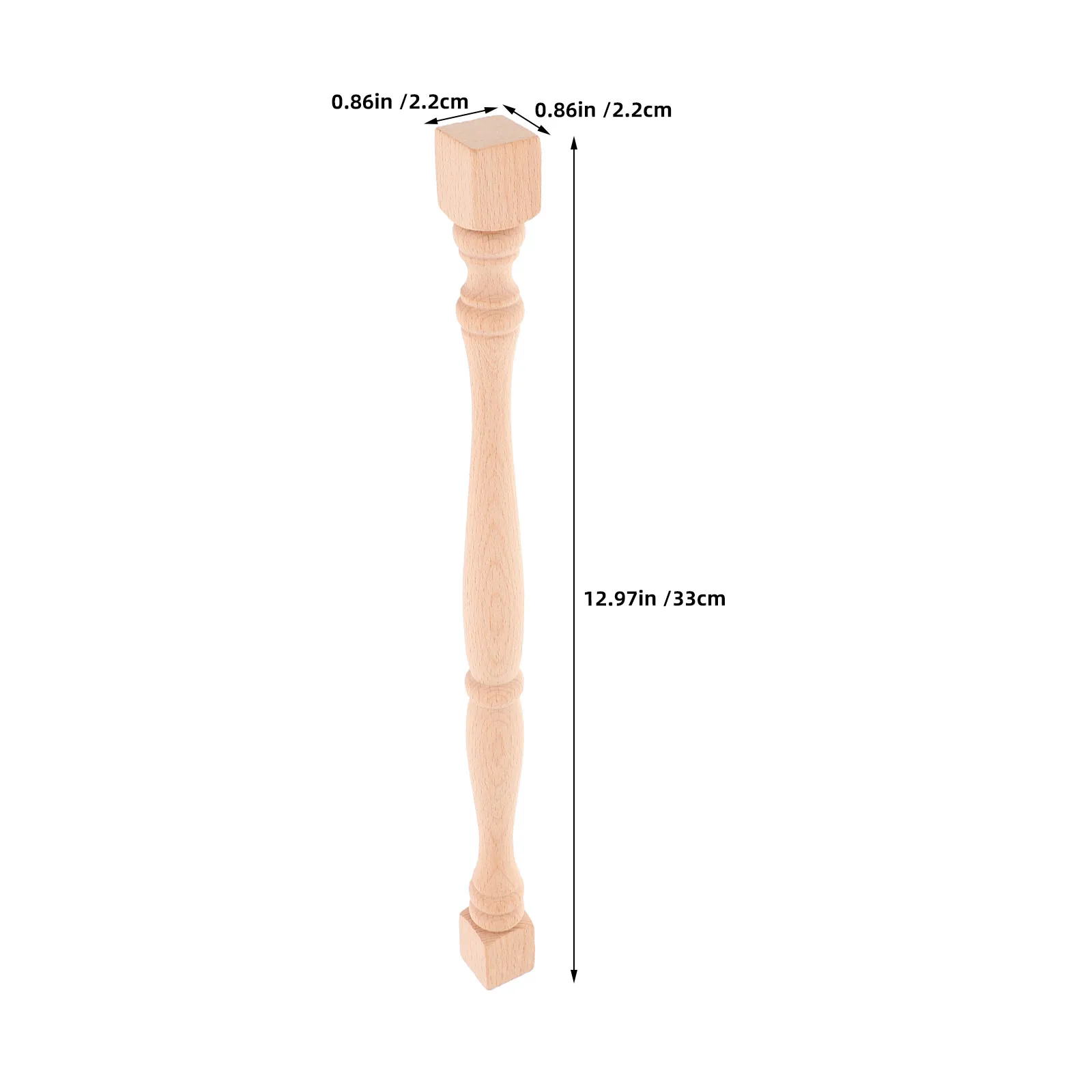2Pcs Solid Wood Balusters for Stairs Unpainted Cabinet Post 13 Inch Hardwood Spindles Unfinished Wood Stair Railing Baluster