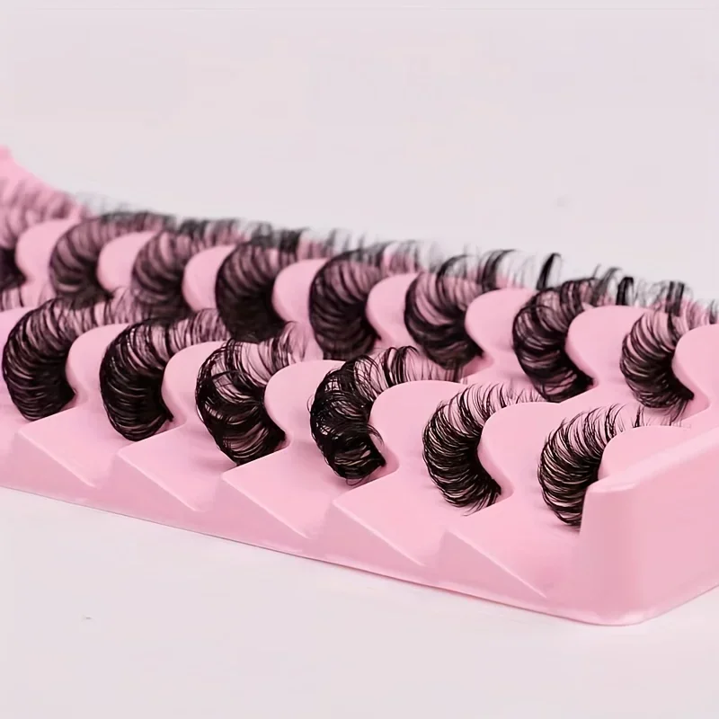 10 คู่ขนตา D Curl รัสเซียขนตา 3D Mink Eyelashes Reusable Fluffy รัสเซีย Strip Lashes ขนตา