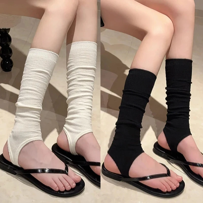 Knee Pads Thin Simple Long Knee High Socks Solid Color Mid-calf Calf Socks Sun Protection Stepping on Feet JK Stockings Spring #