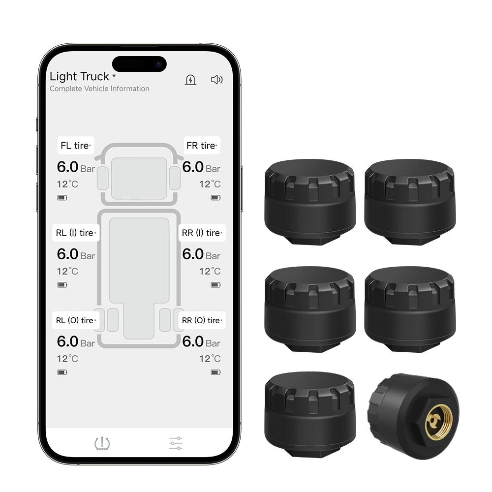 Waterproof Wireless Bluetooth Tire Pressure Monitor External Sensor BT ITPMS APP Display Fit All Cars Motorcycle Truck RV Van