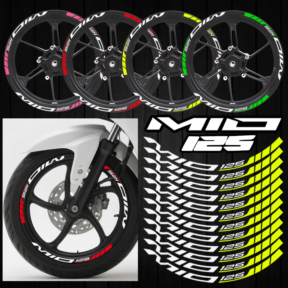 

For MIO 125 MIO125 Reflective Motorcycle Wheel Hub Stickers SET Moto Bike Scooter Rim Strip Tape Vinyl Decals Accessories