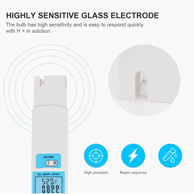 Water Quality Analyzer, PH Meter Digital 2In1 PH/Temp Meter PH Tester High Accuracy Water Quality Tester