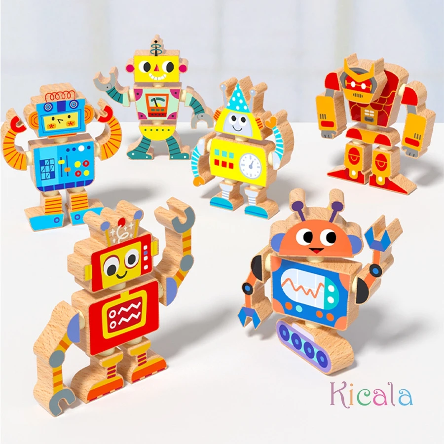 

Креативный деревянный сборочный робот STEM, игрушечная игра, разборка, сборка, упражнения, координация рук и глаз, рождественские подарки «сделай сам»