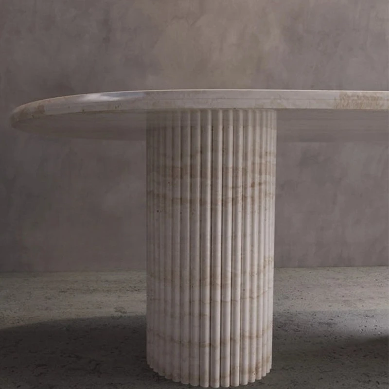 Natural travertine dining table, villa living room home retro, wabi-sabi style dining table