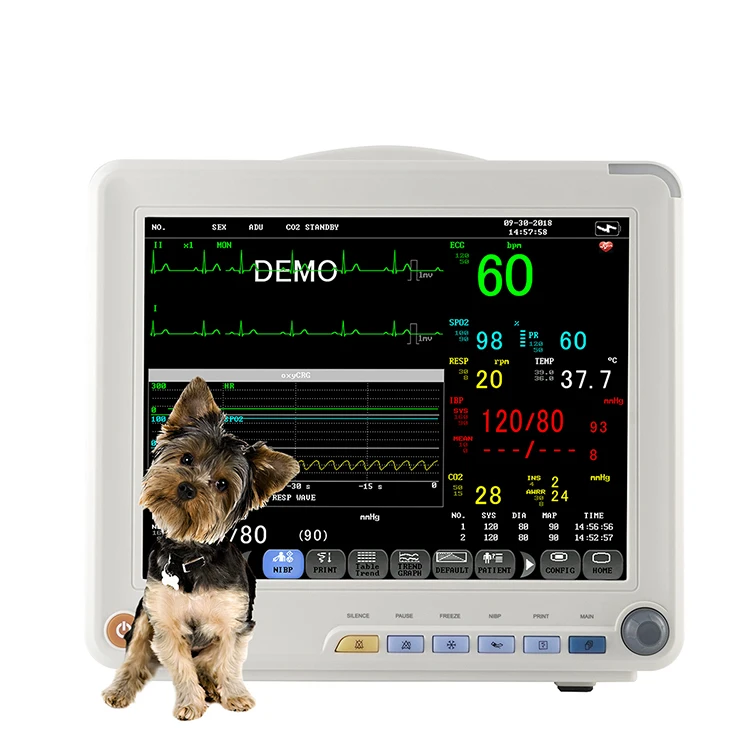 Imagem -02 - Monitor Veterinário Multi-parâmetro Médico Monitor Veterinário Nibp Etco2 Capnograph