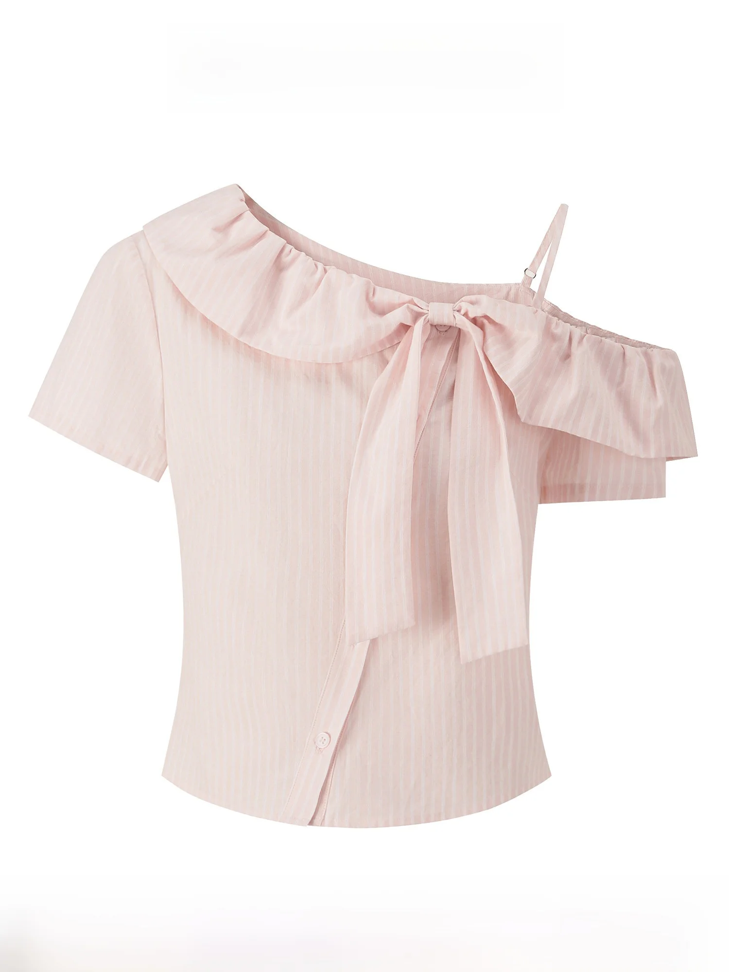 

Французская женская футболка Slim Fit с коротким рукавом, дизайнерская, розовая, с кружевной отделкой на плечах, дышащая, удобная, из хлопка