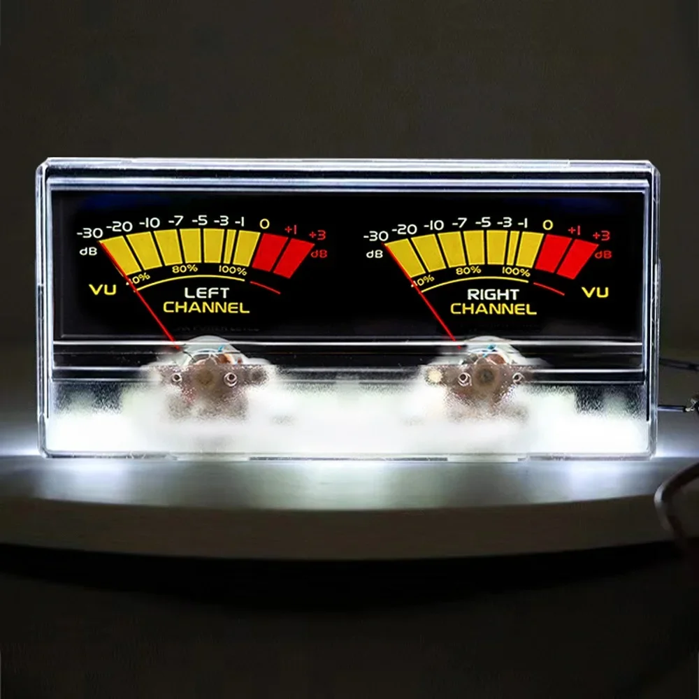 لوحة مضخم صوت ستيريو بمؤشر مزدوج VU متر ، مؤشر مستوى الصوت ديسيبل ، إضاءة خلفية قابلة للتعديل مع سائق ، أصفر وأبيض