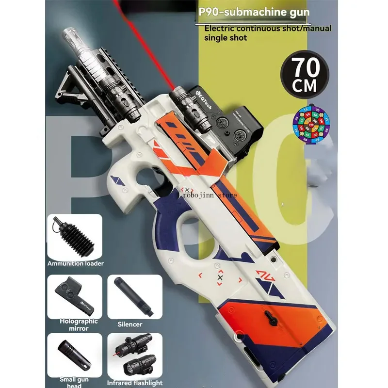 Het perfecte cadeau P90 Full Auto Gel Blasters Big Size Lange afstand Gel Ball Blaster Gun Speelgoed voor buitenspellen voor volwassenen en tieners