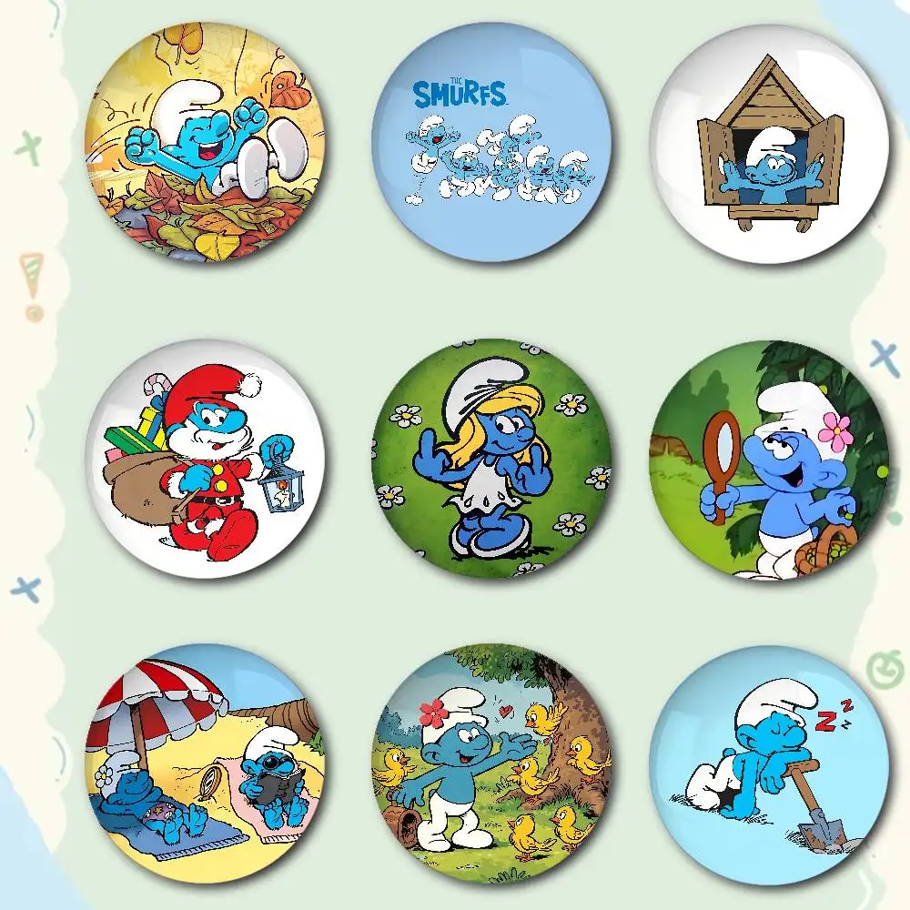Cartoon The Blue Y-Smurfs Badges Fashion New Hip Hop Versatile Round Metal Badge Cartoon Pin Gift Wholesale