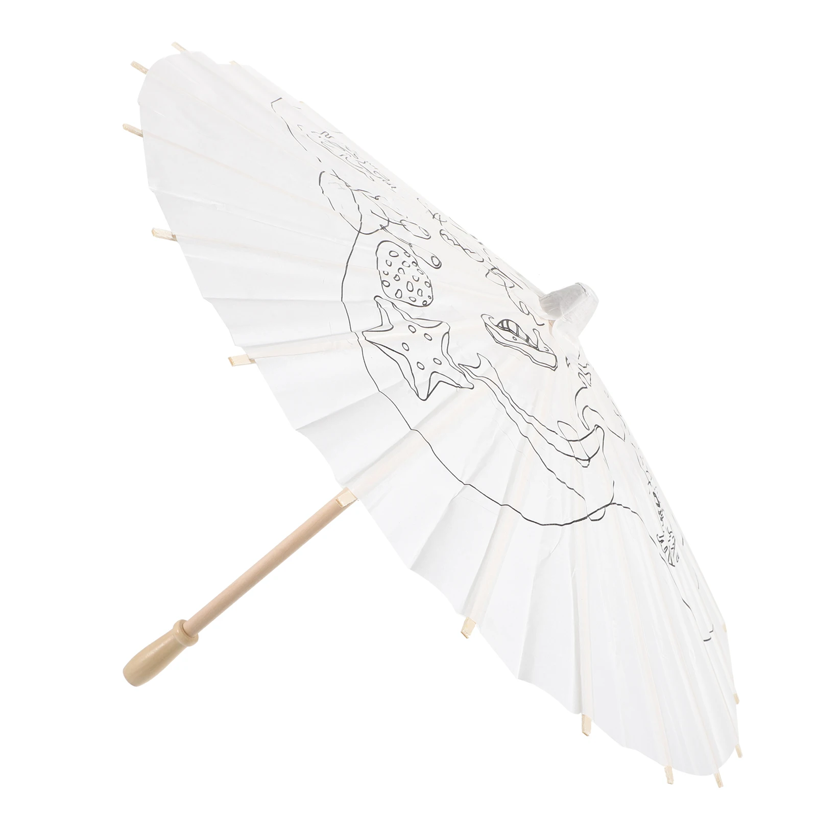 

Mini Paper Umbrella 40cm Ocean World Blank Oil Props Small Decoration DIY H painted Graffiti Children Costume H