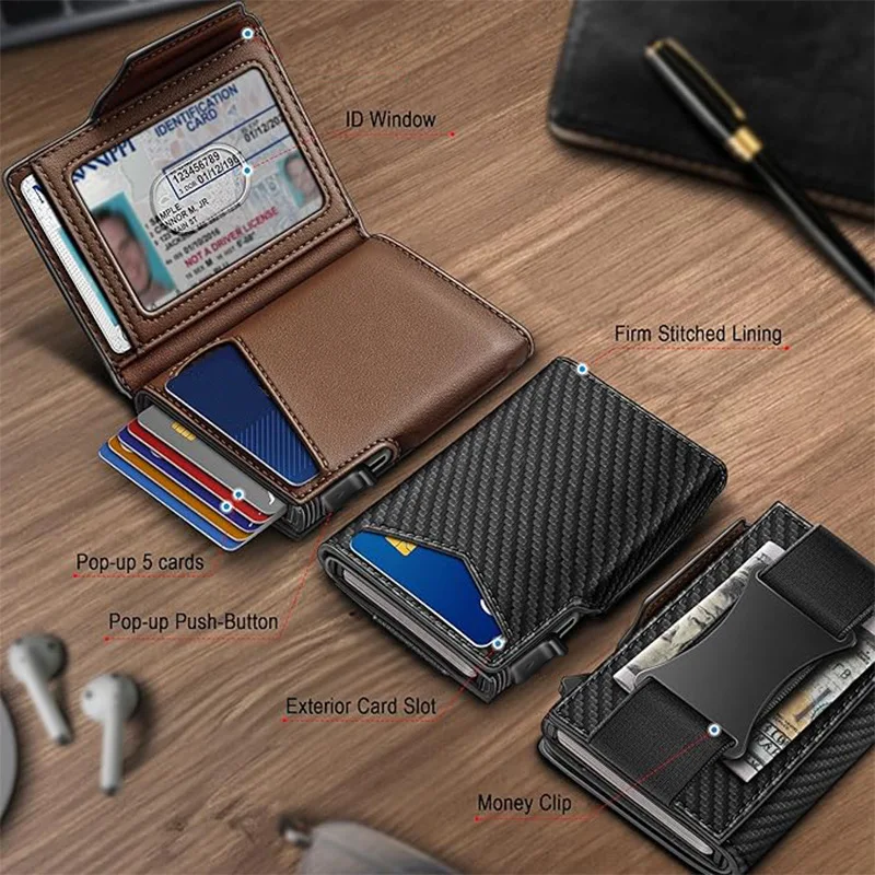 PU Elastic Band Men’s Double-Fold Wallet Card Bag Large Capacity Thin Money Holder