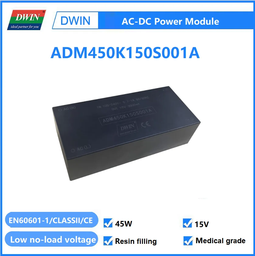 DWIN Medical-grade 36W / 45W AC to 12V / 15V / 24V DC Power Module High Quality 100~240V Universal AC-DC Converter Power Switch