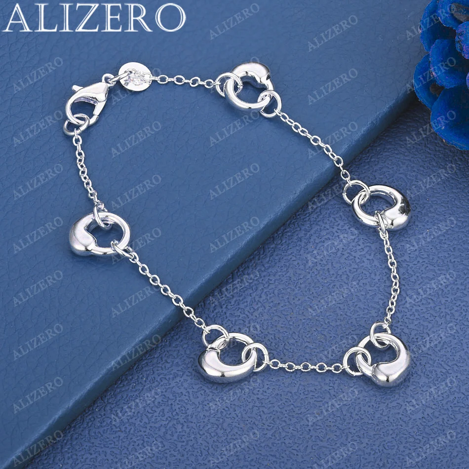 

ALIZERO 925 Sterling Silver Round Water Droplet Bracelet For Women's Fashion Jewelry Popular Parties Holiday Gifts