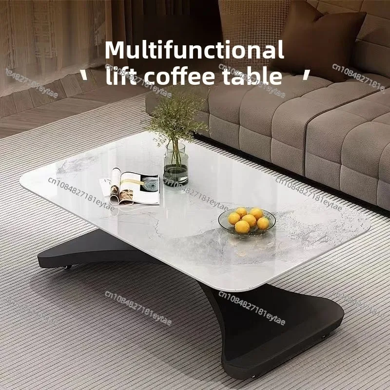 Lifting coffee table dining table dual-purpose small apartment multi-functional Italian minimalist rock slab