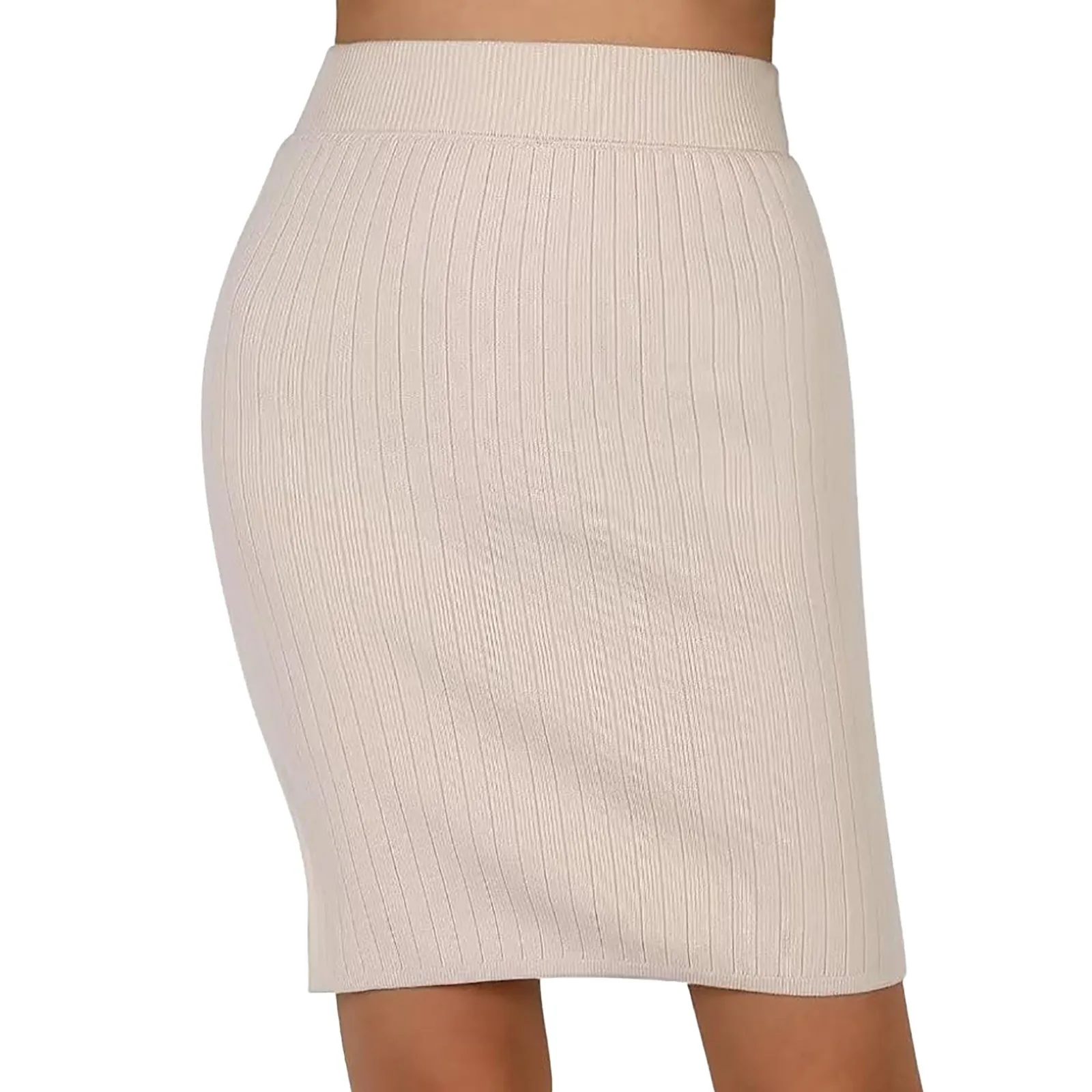 Autumn Winter All-match Skirt Knitted Skirts Mid-Calf & Knee-Length Office Skirt Warm Knitted Black Pencil Slim Fit Casual Skirt