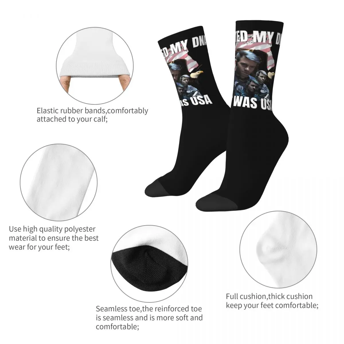 Autumn Winter Fashion Unisex Call Of Dutys My DNA Is USA Phillip Graves Socks Game Breathable Basketball Socks