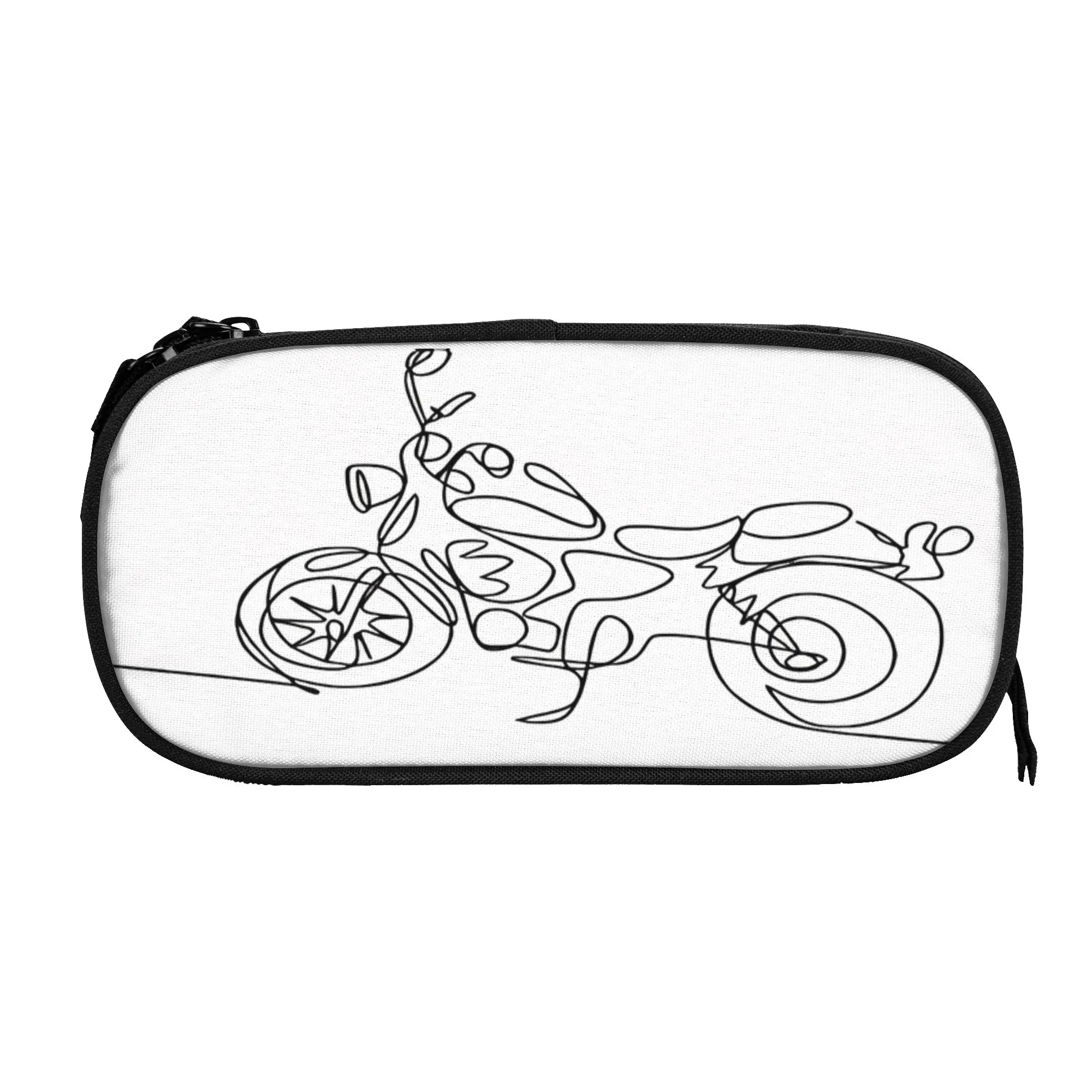1 piece Stylish MOTORBIKE Pencil Case Girls Pen Bag Motorcycle Line Art School Stationery Bag