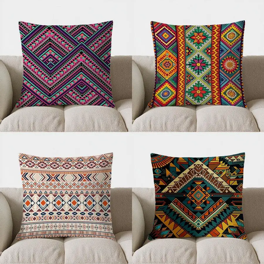 

Home Decor Colorful Geometric Pattern Bohemian Style Pillow Pattern Cushion Cover Suitable for Sofa Bedroom