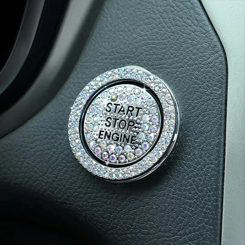 Car Start Switch Button Sticker Auto strass Ring Circle trim Cover protettiva Car Interior Start Switch decalcomania decorativa