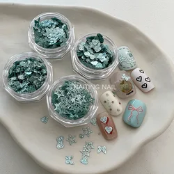 1 Box Glitter White Green Sequin Paillette Butterfly Star Nails Accessories Nail Decoration 3D Nail DIY Nails   Nail Salon