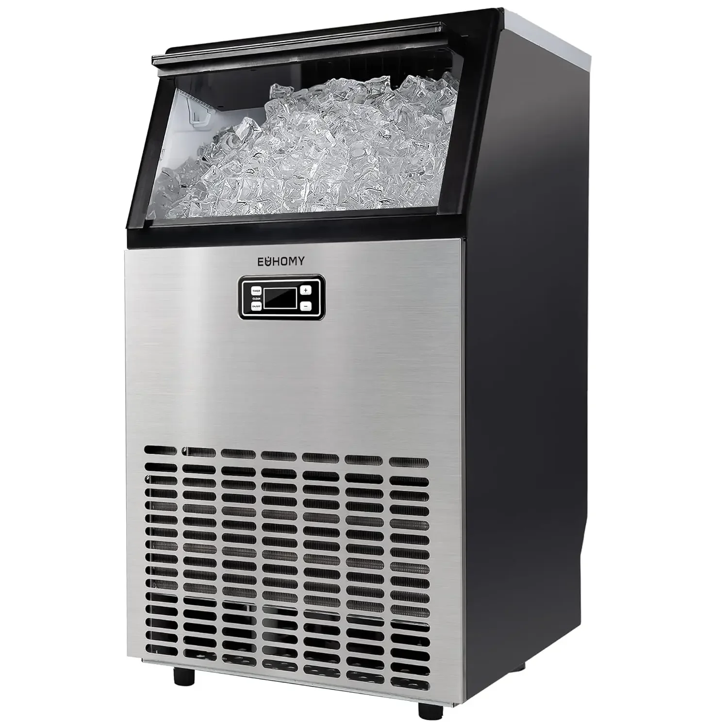 Commercial Ice Maker Machine - 99lbs Daily Production, 33lbs Ice Storage, Stainless Steel Freestanding & Under Counter Ic