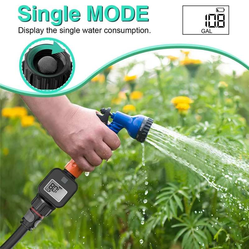 

YLS-Digital Water Flow Meter IPX5 Measure Water Consumption And Flow Rate For Outdoor Garden Watering Irrigation Hose