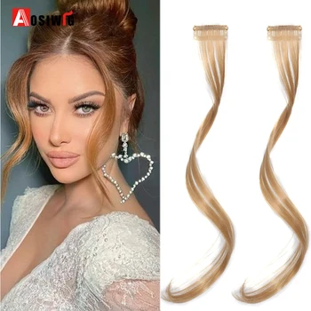 2 قطعة الانفجارات التوليف شعر مستعار ملحقات مجعد كليب على الشعر الجانب الأمامي طويل متموج الانفجارات شقراء مع كليب غير مرئية هامش وهمية هاي