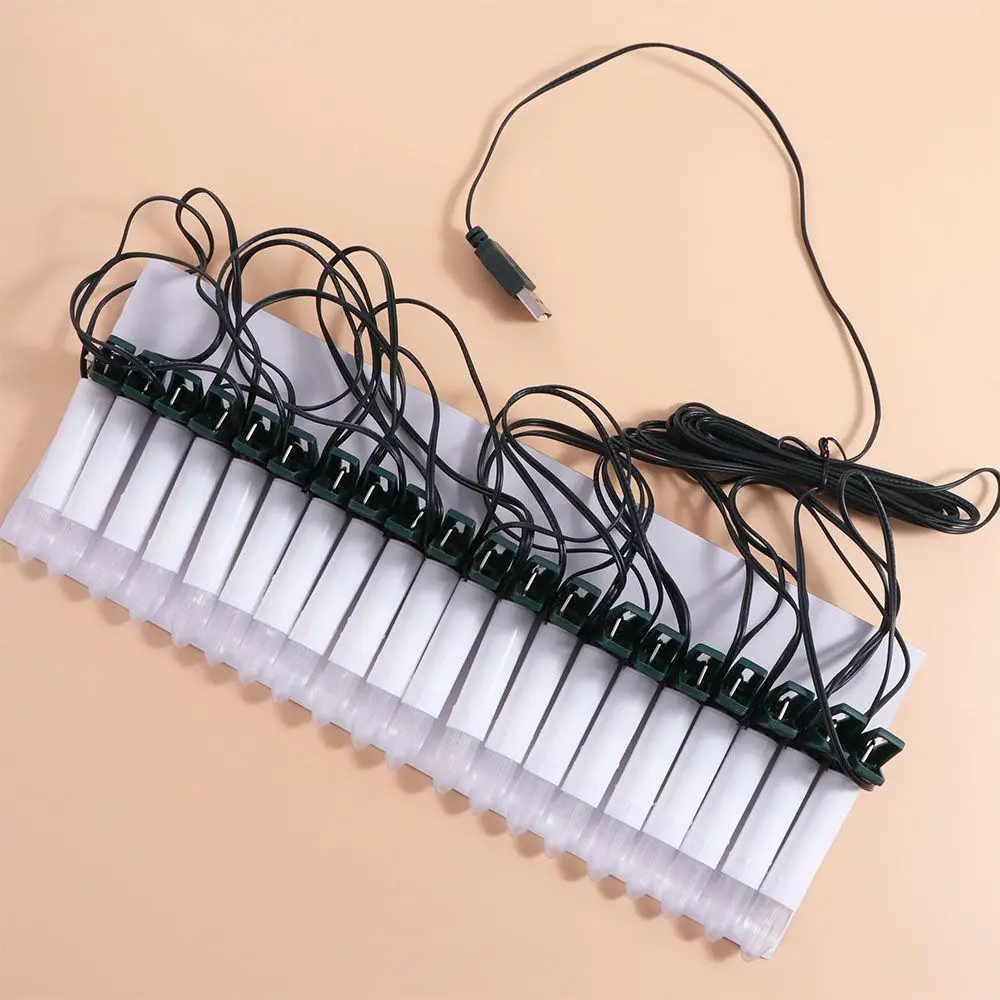 20 قطعة سلسلة شمعة LED عديمة اللهب بمشبك على شجرة عيد الميلاد تعمل بمنفذ USB ضوء ديكور قابل لإعادة الاستخدام ضوء دافئ