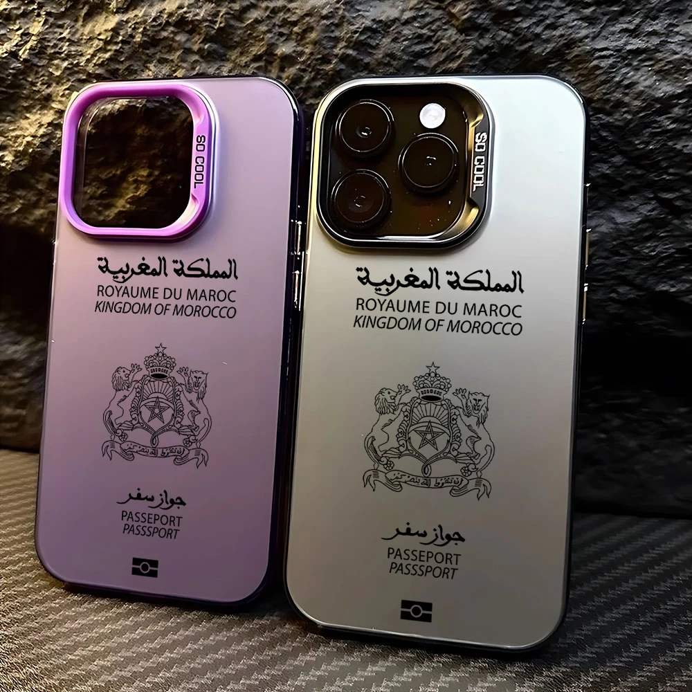 Morocco Passport Phone Case For iPhone 15 14 13 12 11 Pro Max X XR XSMAX 8 7 Plus Candy Matte Shockproof Back Cover