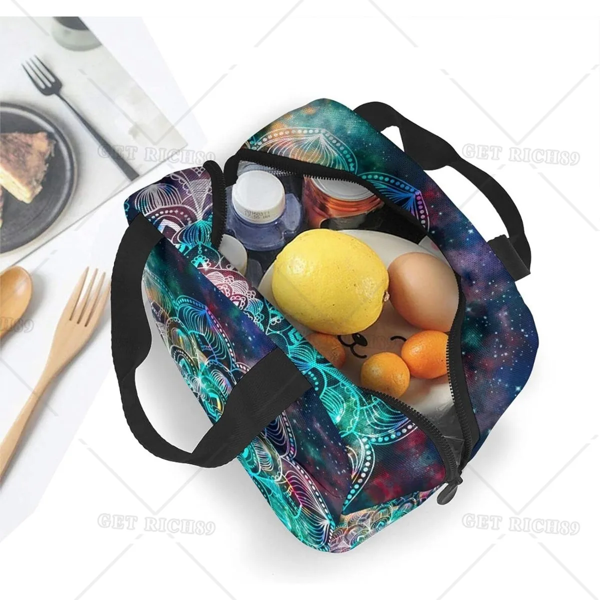 Mandala Reusable Lunch Bag for Women Men Kids Insulated Lunch Box Cooler Tote Bag Thermal Lunchbag for School Work Picnic