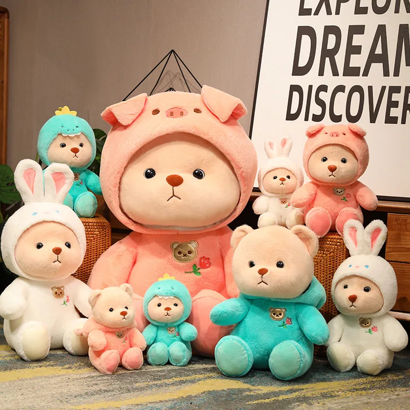 Cosplay Pink Pig Dinosaur Bear Plush Toy Stuffed Cartoon Animsl Dressing Bunny Rabbit Brown Bear Plushie Birthday