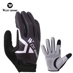 WEST BIKING Cycling Anti-slip Elastic Gloves Full Finger Breathable Touch Screen Motorcycle Bicycle Mtb Reflective Bike Gloves