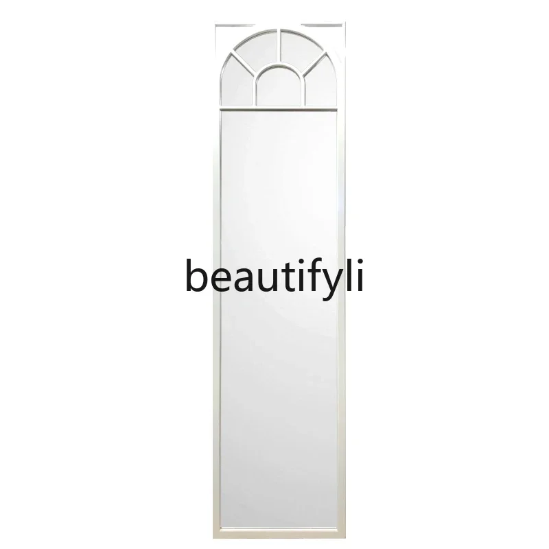 Full-length mirror on the wall, entrance to the door, white new Chinese-style full-length mirror, ultra-narrow fitting mirrorH