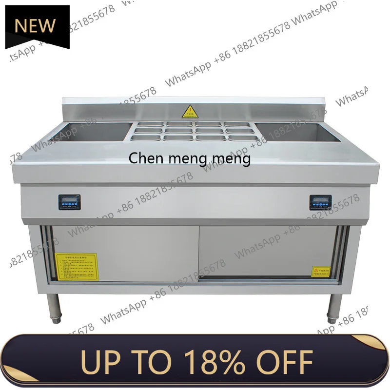 

MF Commercial insulation cabinet, vegetable insulation pool stainless steel with seasoning table, vegetable table buffet table