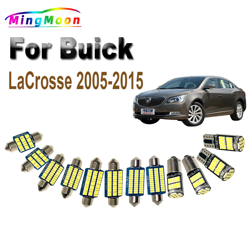 

Canbus светодиодные лампочки для Buick LaCrosse 2005-2009 2010 2011 2012 2013 2014 2015, светодиодная внутренняя карта, купол, номерной знак, фотокомплект