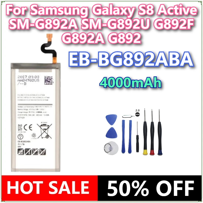 

Brand New EB-BG892ABA 4000mAh Mobile Phone Battery For Samsung Galaxy S8 Active SM-G892A SM-G892U G892F G892A G892 + tools