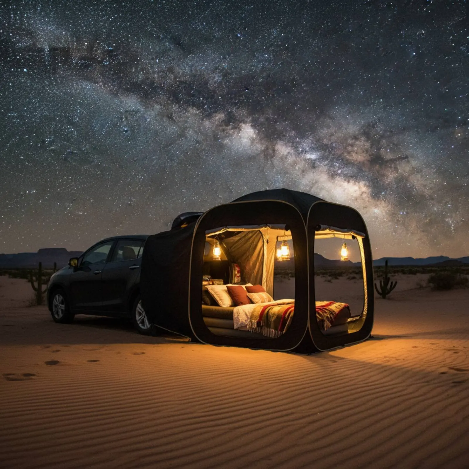 

SUV Tailgate Tent Easy Setup Quick-Setup Car Tent Car Rear Awning Bug Resistant Vehicle Accessory Waterproof for Travelers