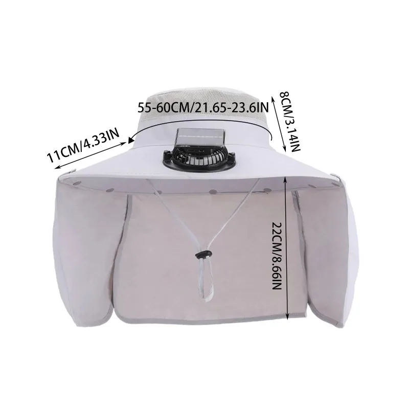 قبعة مروحة تبريد خارجية تعمل بالطاقة الشمسية مع حافة قابلة للتعديل - قبعة شمسية للحماية من الأشعة فوق البنفسجية لصيد الأسماك والمشي لمسافات طويلة والسفر في الصيف