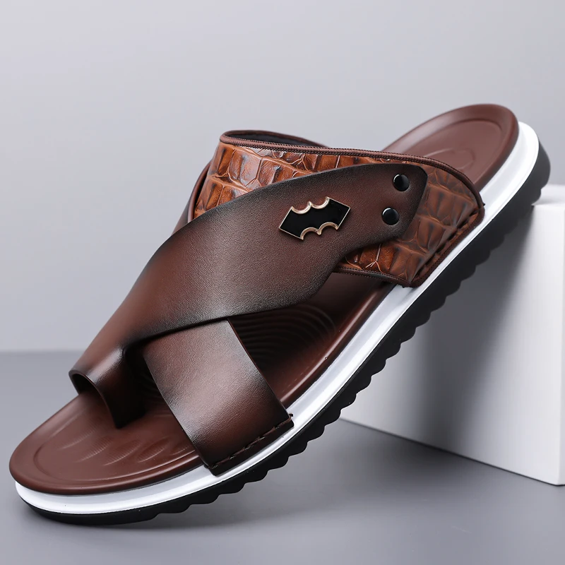 Men's Summer Comfortable Breathable Soft-Soled Thong Slippers Thick-Heeled Anti-Slip Outdoor Beach Driving Casual Slippers-5357 view 3
