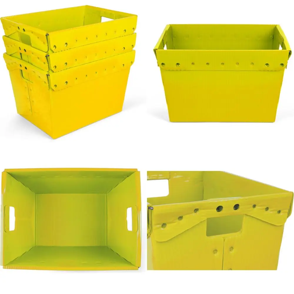 

Hudson Exchange 18.25 x 13.25 x 11.75 Corrugated Space Age Handled Storage Container Mail Tote, Yellow (3 Pack)