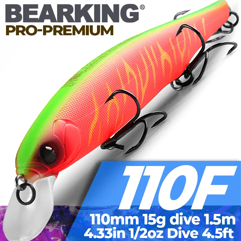 BEARKING Best price Riprizer 110 jerking bait 11cm 15g dive 1.5m Wobblers Carp Fishing Lures Artificial Baits tackles