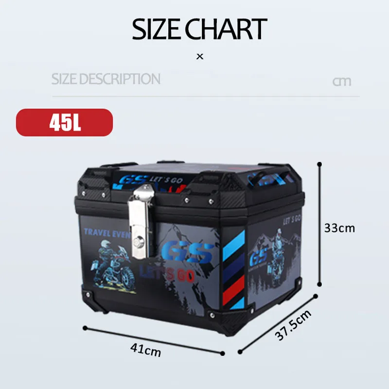 Caja trasera Universal para motocicleta, herramienta de equipaje trasero superior de gran capacidad, 45L, para R1200GS, R1250GS, F800GS, F850GS,