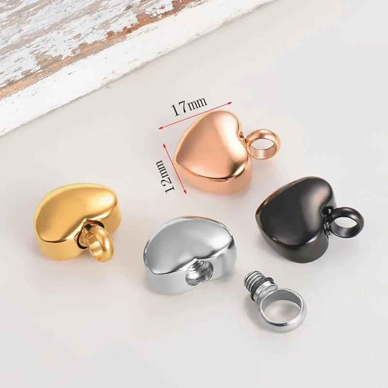 4 Colors Stainless Steel Blank Mini Heart Charms Cremation Urn Necklace/Bracelet Memorial Jewelry Making