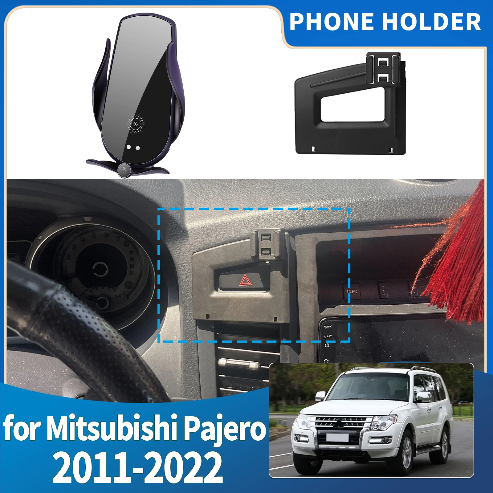 

Подходит для Mitsubishi Pajero 2011-2022, встроенное крепление для экрана, держатель для телефона, автомобильные аксессуары