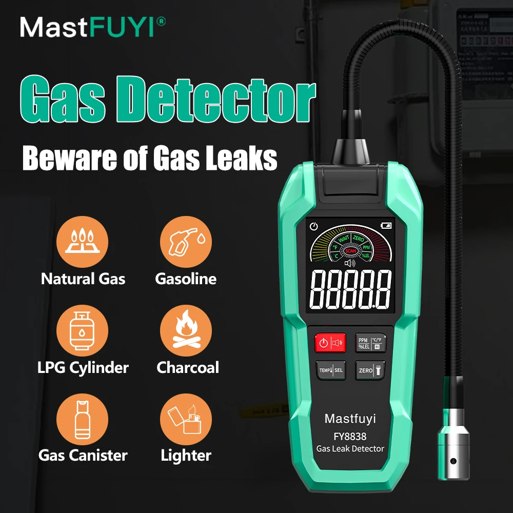 

MASTFUYI Portable Gas Leak Detector Natural Gas Detector Combustible Gas Detector With Audible And Visual Alarm Gas Sniffer Test
