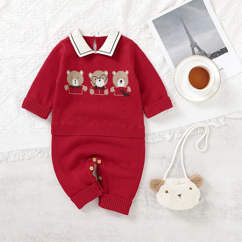 Baby Romper 100%Cotton Knitted Newborn Boys Girls Jumpsuit Outfits Long Sleeve Autumn Toddler Infant Clothing Cute Bears Blanket