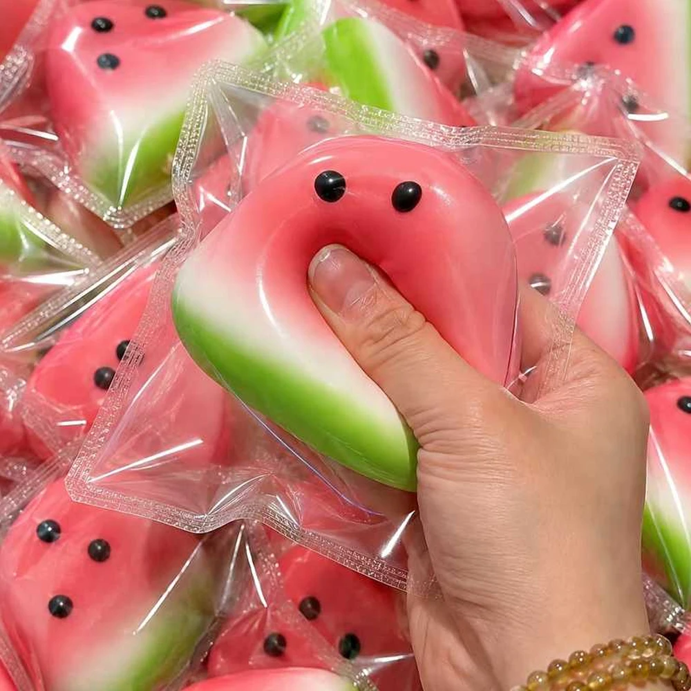 1 Festive Pink and Green Watermelon Squeeze Toy - Soft and Fun Texture, Perfect for Children's Parties and Classroom Rewards, Ideal for Eid, Christmas, Halloween, Thanksgiving, and Easter Gifts, Party Toy | Interesting Texture | Soft Texture
