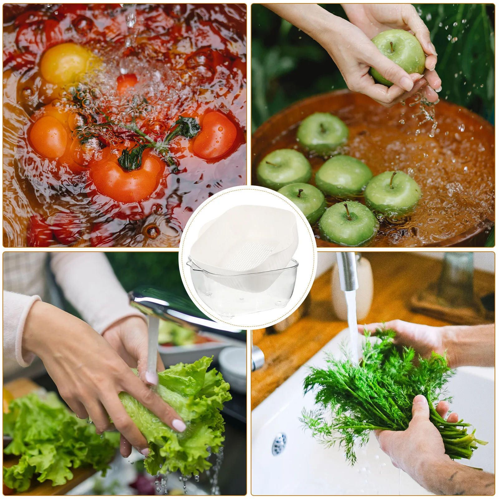 

Large Vegetable Fruit Washing Basket Double Layer Kitchen Drain Tool Strainer Baskets Food Drainer Safe Material Storage