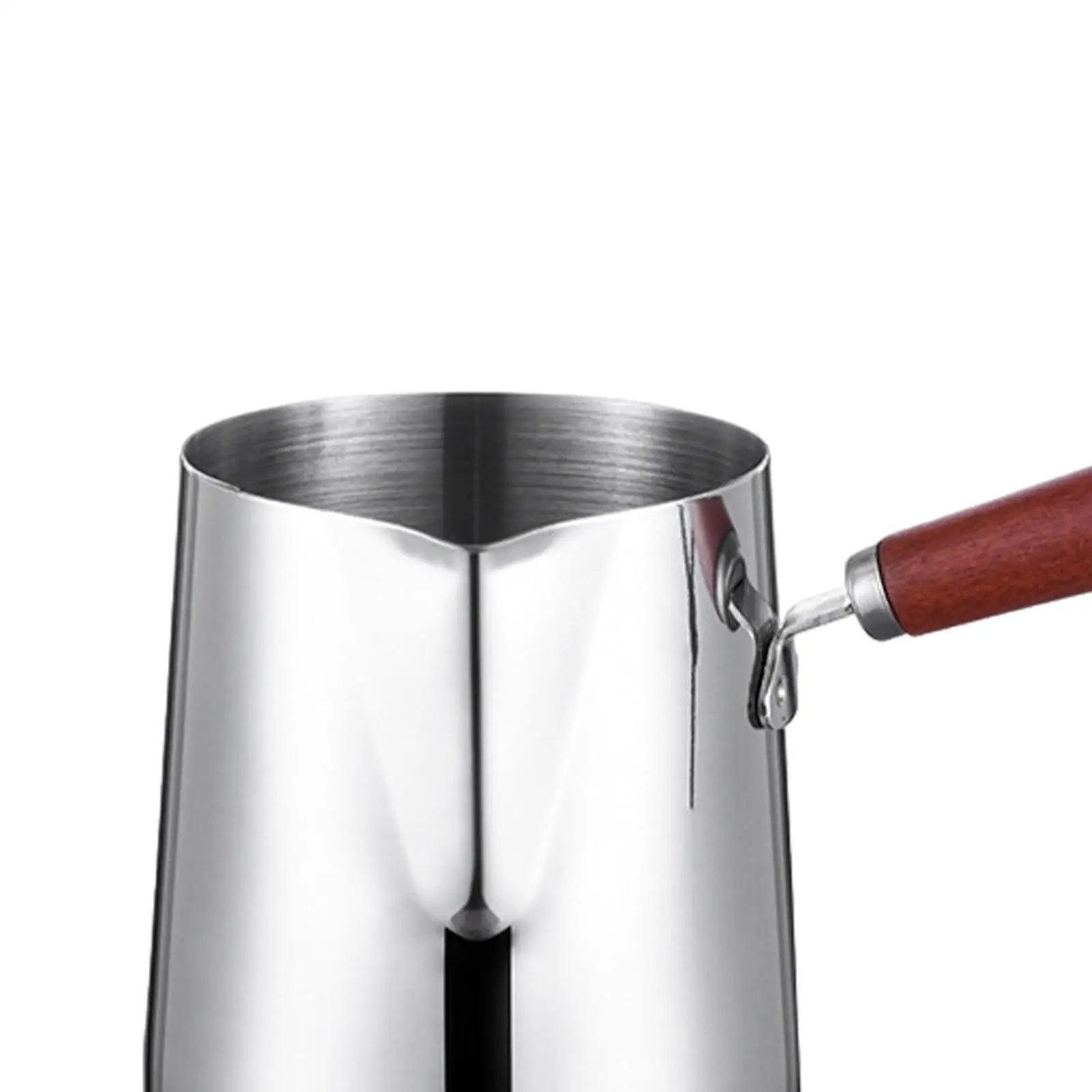 Long Handle Turkish Coffee Pot Coffee Jug Stainless Steel Milk Warmer with Scale Markings for Home and Café